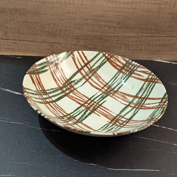 The Oxford USA Annie Laurie Underglaze 8-Inch Plaid Ceramic Serving Bowl Vintage - Picture 4 of 7